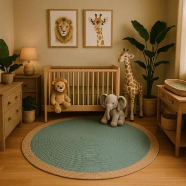 Imagem de Tapete quarto do bebe de croche tapete safari verde oliva - Crochê Lua