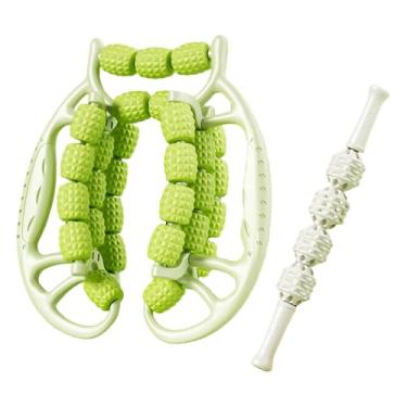 Imagem de menolana 29 rodas fáscia rolos musculares rolos de pinça de mão de mão de mão multifuncional rolo de massager para ginásio de cotovelo de tênis, Verde