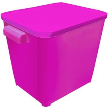 Imagem de Caixa Porta Ração Container de Plástico com Tampa, Rosa, Grande Capacidade para Armazenamento 6KG Furacao