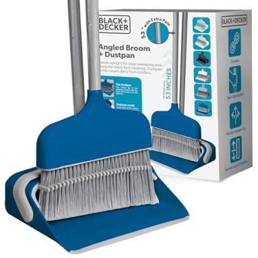 Imagem de BLACK+DECKER Conjunto de vassoura de mordomo e pá de lixo - design vertical - combinação leve e econômica para cozinha, sala de estar, banheiro, piso de lobby - Essencial de limpeza doméstica, azul