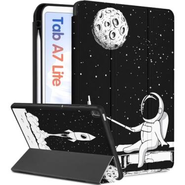 Imagem de Wazzasoft Capa para Samsung Galaxy Tab A7 Lite de 8,7 polegadas linda mulher meninas crianças capa fólio adolescentes astronauta design exclusivo com suporte de lápis hibernar/despertar automático para Tab A7 Lite Tablet Cases SM-T220/T225/T227