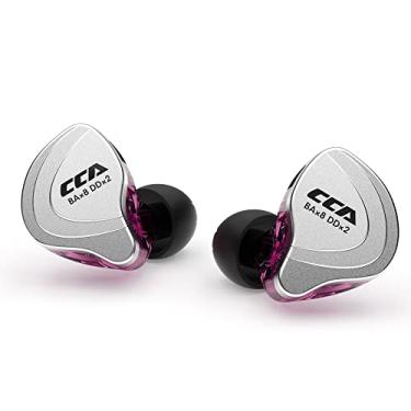 Imagem de Fone de ouvido CCA C10 com fio, 4BA+1DD HiFi híbrido intra-auricular, fone de ouvido IEM com cancelamento de ruído estéreo esportivo com cabo removível para cantores (sem microfone, roxo)..