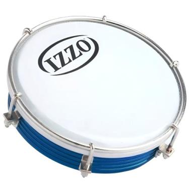 Imagem de Tamborim Alumínio Anodizado Azul Com Pele Leitosa Izzo 6 Polegadas