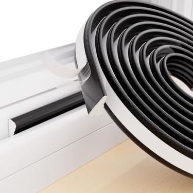 Imagem de ESUFEIR 196" Wedge Window Weather Stripping, Preenchimento de Vão de Porta/Janela para Vão Grande, Fita Adesiva de Vedação de Porta, Fita de Isolamento de Espuma À Prova de Som par (196", Preto)
