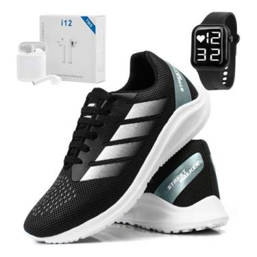 Imagem de Tenis De Corrida Masculino Macio Ortopédico Kit Fone Relógio - Kart'me