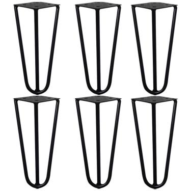 Imagem de Kit 6 Pés De Metal 15 Cm Mesas De Centro Puffs Preto