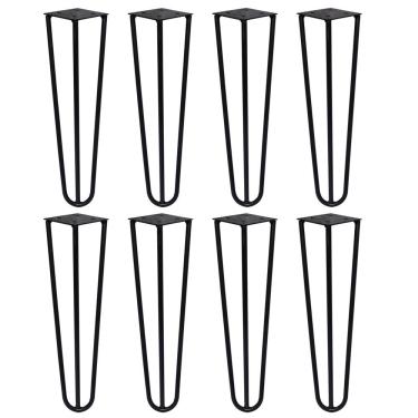 Imagem de Kit 8 Pés De Metal 30 Cm Mesa De Canto Rack E Puffs Preto