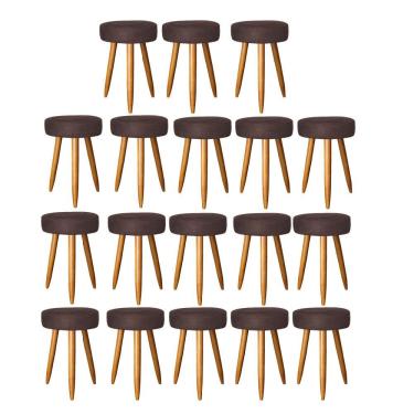 Imagem de Kit 18 Banqueta Alta Julia 50Cm Bar Cozinha Bistrô Pé Palito Rústico Corino Marrom