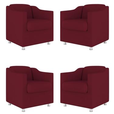 Imagem de Kit 04 Poltronas Decorativas Sala De Espera Clinica Suede Cor:Marsala