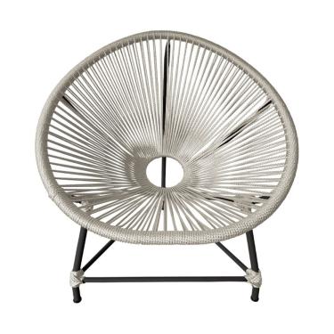 Imagem de Cadeira Acapulco Corda Náutica Base Em Alumínio Preto-areia - Cor: Bege