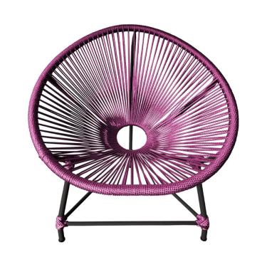 Imagem de Cadeira Acapulco Corda Náutica Base Em Alumínio Preto-rosa - Cor: Rosa