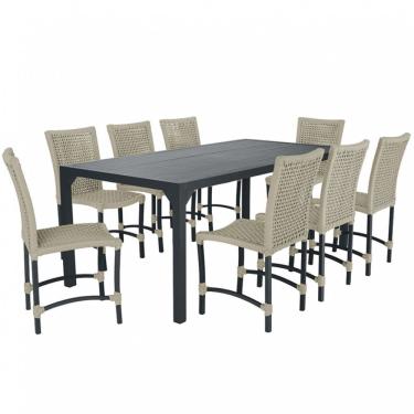 Imagem de 8 Cadeiras Corda Náutica E Mesa Tampo Ripado Retangular 2,00 Rami