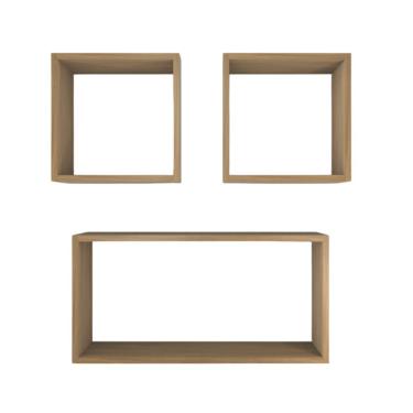 Imagem de Kit Com 3 Nichos Decoração Quarto Madeira Retângular