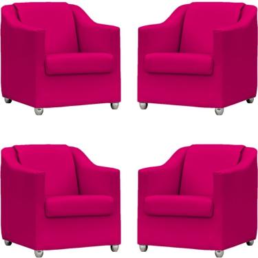 Imagem de Kit 4 Poltronas Mila Corino Cores Pé De Plástico Cromado - Pink Corino