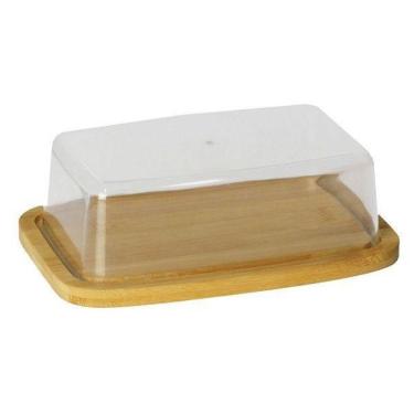 Imagem de Porta Manteiga Bambu Com Tampa Acrílico 19 Cm X 13 Cm