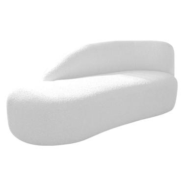 Imagem de Divã Recamier Curvo Luna 140cm Lado Esquerdo Suede - Amarena Móveis Cor Branco