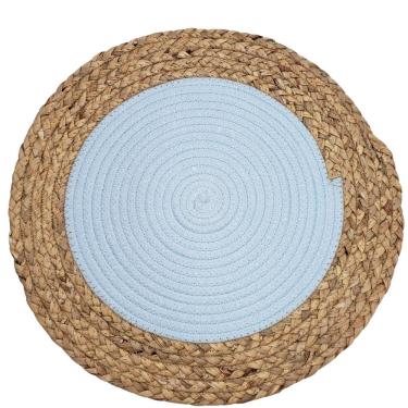 Imagem de Kit 4 Sousplat Yoi Gypsy Azul Glacial Fibras Naturais bege