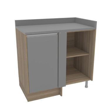 Imagem de Balcão De Canto Campanele 90cm Com 1 Porta Politorno Castanho-cinza