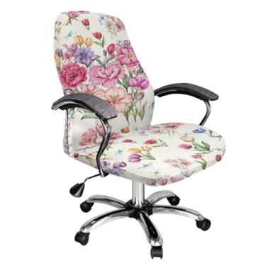 Imagem de Uorisanigo Capa para cadeira de mesa de escritório Carnation capa de assento universal giratória para cadeira de escritório com encosto alto removível para computador decoração de dia das mães