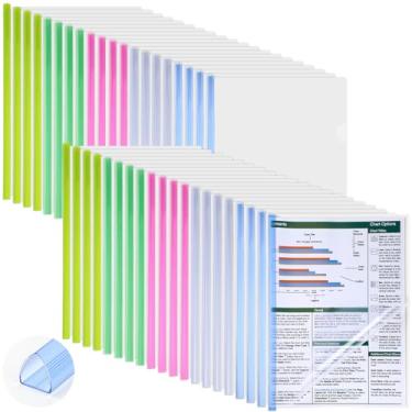Imagem de Mimorou 100 peças de capa transparente com barra deslizante, capacidade para 50 folhas, fichário de apresentação, pasta de currículo transparente, pasta de relatório de plástico para relatório de