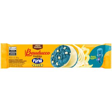 Imagem de Cookie Bauducco Framboesa com Gotas e Cobertura Chocolate Branco Fini Tubes Pinta Língua 96g