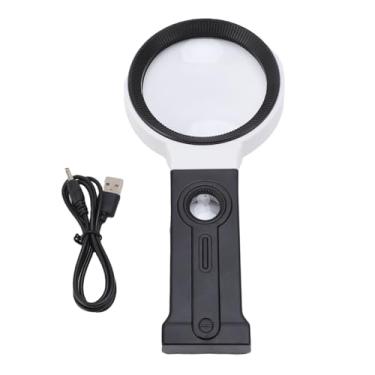 Imagem de 5x 25x Glass de Lupa Com Suporte, 32 Luzes LED, USB ou Alimentada por Bateria, Dobrável para Leitura, Reparo, Estrutura de ABS, Lente Acrílica, Brilho Ajustável