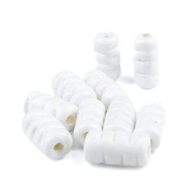 Imagem de Kit c/ 10 Firmas Frisada 22mm Branca Leitosa Murano Guias - Lua Místic