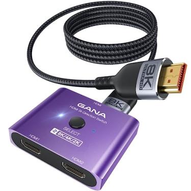 Imagem de GANA Switch Hdmi 2.1, Divisor Bidirecional Ultra Hd 8K Com Suporte Para 4K A 120 Hz E 60 【Com Cabo De 1,4 M】, Seletor Alumínio Ps5/Ps4, Xbox, Roku, Tv, Fire Stick, Roxo Escuro