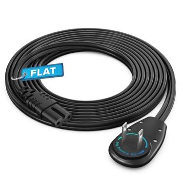 Imagem de Maximm Cabo De Alimentação Tv 2 Pinos, 2,4 M, Plugue Plano Giratório 360°, Certificado Pela Ul, Não Polarizado, Compatível Com Samsung, Lg, Sony, Tcl, Hisense E Outras Smart Tvs Led Lcd, Preto