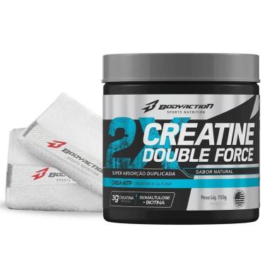 Imagem de CREATINE DOUBLE FORCE 150G + TOALHA FITNESS BRANCA - BODYACTION-Unissex