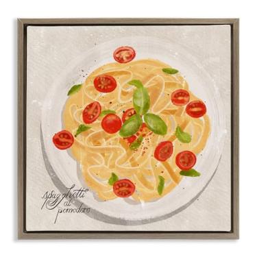 Imagem de Stupell Industries Arte de parede em tela flutuante marrom com moldura de refeição de espaguete italiano por Juliet Rose Philips, 45,7 x 45,7 cm
