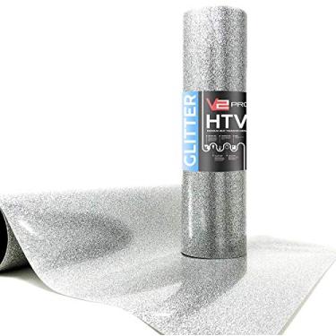 Imagem de Película de transferência de calor V2 Pro Hyper Glitter HTV (prata, 25,4 cm x 0,9 m)
