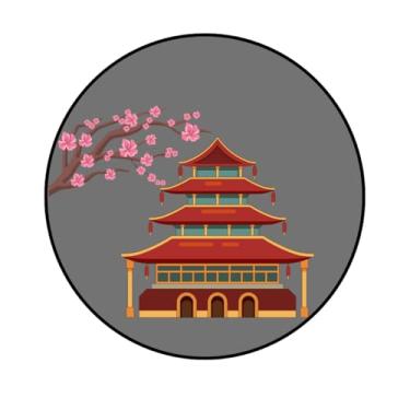 Imagem de Adesivo Decorativo Redondo, Tema China, 10cm, Modelo CH-201 a CH-207 (CH-206, PAPEL COUCHÉ 230, 10CM)