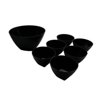 Imagem de Conjunto Bowls Sobremesa Tigela Saladeira Pote 7 Peças Preto - Dehaus