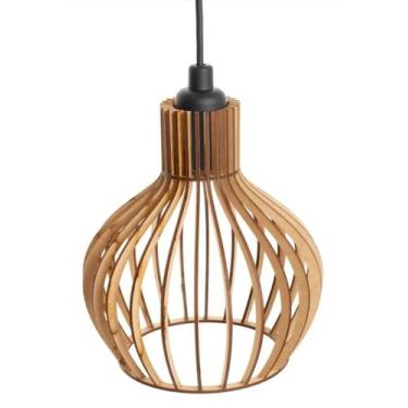 Imagem de Luminária pendente PP MDF crú - Ney artesanato 