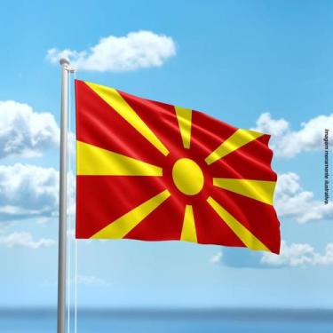 Imagem de Bandeira da Macedônia do Norte 80cmx140cm Tecido Oxford 100% Poliéster