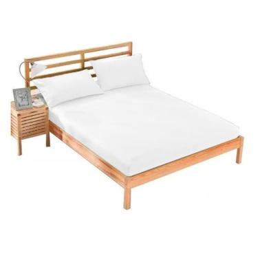 Imagem de Jogo De Cama 100% ALGODÃO Lençol Com Elastico QUEEN 3 Peças 180 Fios C