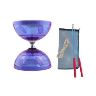 Imagem de predolo Brinquedo de diabolo chinês com bolsa de transporte e rolamento triplo para diversão ao ar livre, Roxo