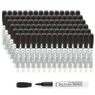 Imagem de Volcanics Marcadores magnéticos apagáveis a seco com borracha de baixo odor, marcadores de quadro branco de ponta fina, canetas de quadro branco para escritório, casa e escola, pacote com 90, preto