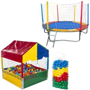 Imagem de Cama Elástica 2,30m Piscina de Bolinhas 1,00m 500 Bolinhas Coloridas -