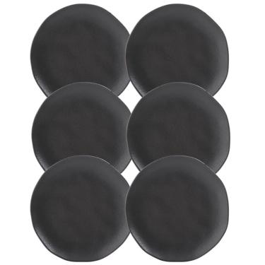 Imagem de Jogo 6 Pratos Sobremesa 19cm Cerâmica Orgânico Preto Fosco Porto Brasil Mesa Posta