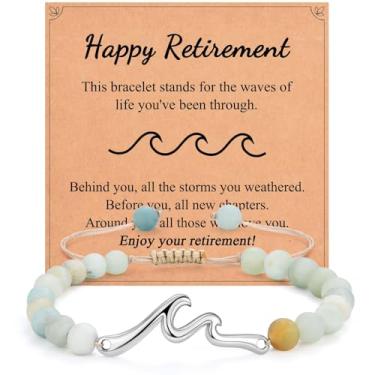 Imagem de IKIATY Presentes inspiradores para mulheres, pulseira inspiradora Wave of Life, Thinking of You Cheer Up Get Well, presentes de incentivo para mulheres amigas, Life is Tough But So Are You, adjustable