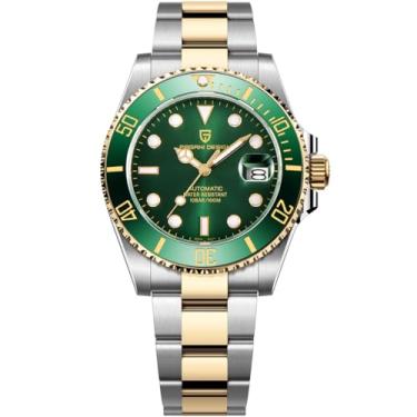Imagem de LACZ DENTON Pagani Design PD1639 Relógio de pulso mecânico masculino com bisel de cerâmica, relógio automático, vidro safira, impermeável, 100 m, movimento japonês, NH35A, Dourado, verde, Relógio