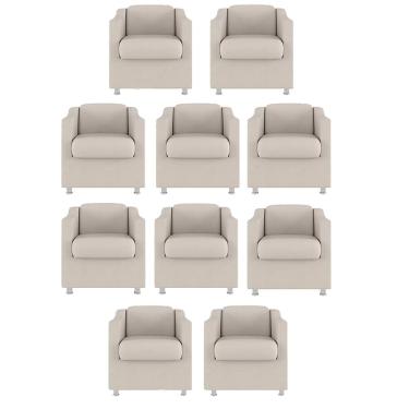 Imagem de Kit 10 Poltronas Decorativa Reforçada  Recepção Clinica Salão Suede