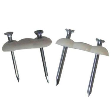 Imagem de Grampos Miguelão para Fio (15 Peças) - Corpo Polipropileno - Prego Aço