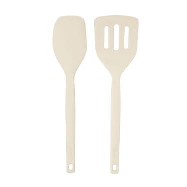 Imagem de Tovolo Espátula e espátula de silicone Elements All com fenda, conjunto de 2 utensílios de cozinha, resistente ao calor de 315 °C e seguro para panelas antiaderentes - aveia