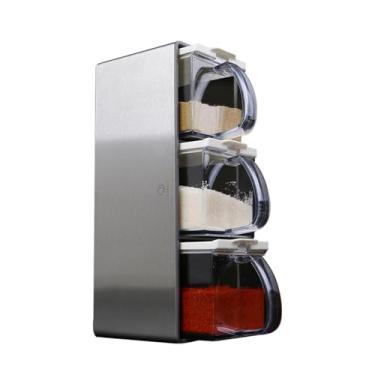 Imagem de ​Porta Temperos Moderno - Kit Organizador de Temperos para Cozinha Transparentes Herméticos, Inclui Colher Dosadora - Organizador para Gaveta e Bancada​