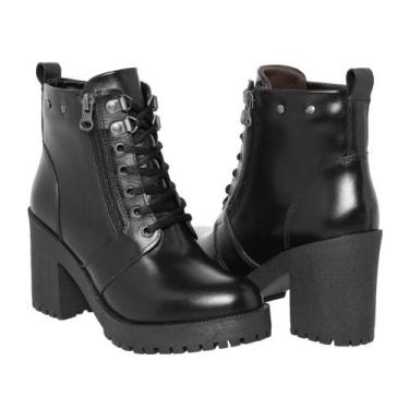 Imagem de Bota Coturno Feminina Solado Tratorado Five Days Em Couro Cores 14050 