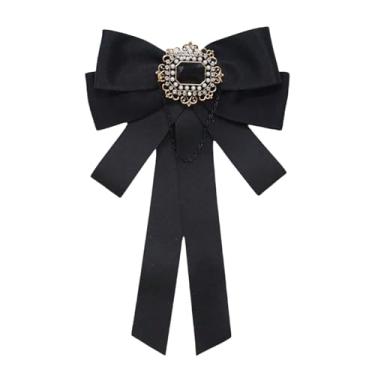 Imagem de Topz Broche de laço elegante de strass com pedra de vidro cintilante, grampo de cabelo ou gravata borboleta, acessório de casamento nupcial vintage para mulheres e meninas, Medium, Diamante de strass