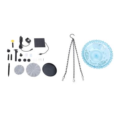 Imagem de Banho de pássaro solar Fonte pendurada em solar solar solar beija -flor tinta fonte de água plástico jardim pátio de jardim decoração